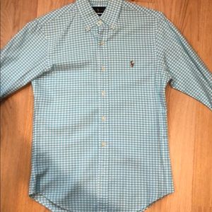 Small Aqua Blue Ralph Lauren Checkered Button Down